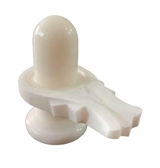 Shivling 1 Kilogram Big Size White Marble Shivling Decorative Showpiece for Home Pooja,