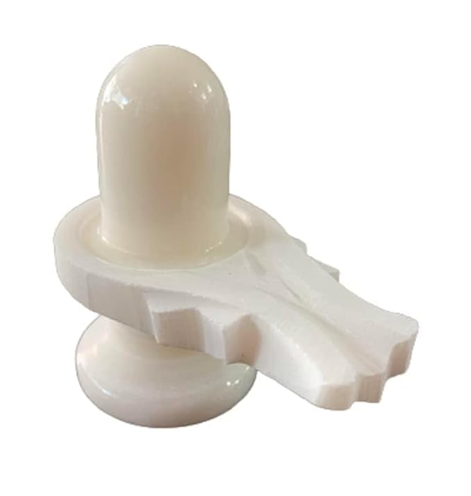 Shivling 1 Kilogram Big Size White Marble Shivling Decorative Showpiece for Home Pooja,