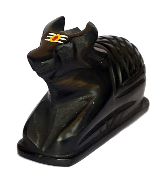 Black Tilak Nandi Maharaj Ji Idol for Temple, Home Puja, (Black, Medium)