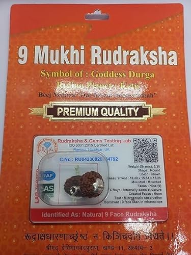 HaridwarDivine Mukhi Rudraksha Nepali/Nine Faced Rudraksha Pendant Original Certified