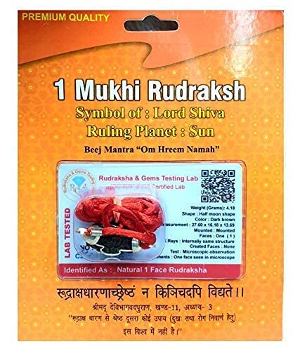 HaridwarDivine 1 Mukhi Rudraksha/Original Ek Mukhi Rudraksha with Lab Certificate/Certified One Face Rudraksha for Spiritual Wear, Gifting