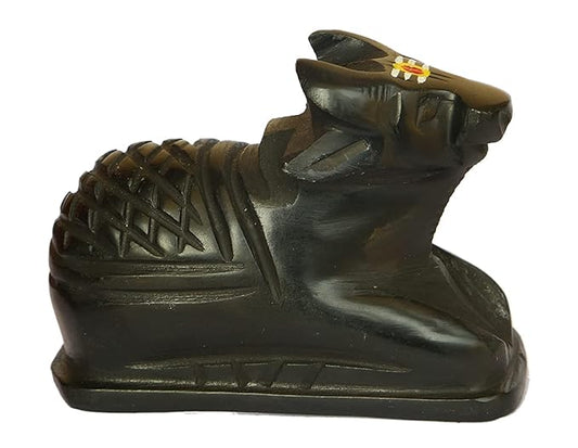 Black Tilak Nandi Maharaj Ji Idol for Temple, Home Puja, (Black, Medium)
