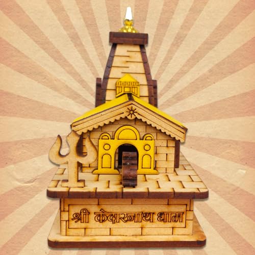 Shree Kedarnath  Temple 3D Miniature  Lord Shiv Ji Car Dashboard ,Home, Office, Decorative Wooden Showpiece (Multicolour )