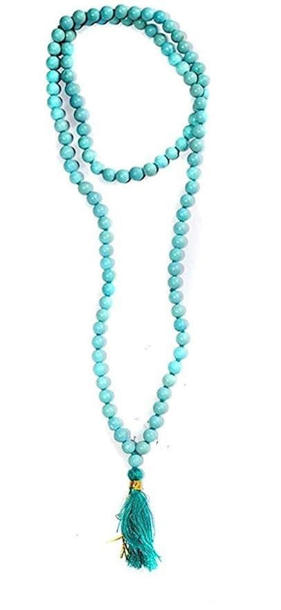 Original & Natural Turquoise/Firoza Hand Knotted Stone Rosary/Mala 108 +1 Beads