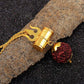 Gold Plated Brown Rudraksha Lord Shiv Trishul Damru Locket